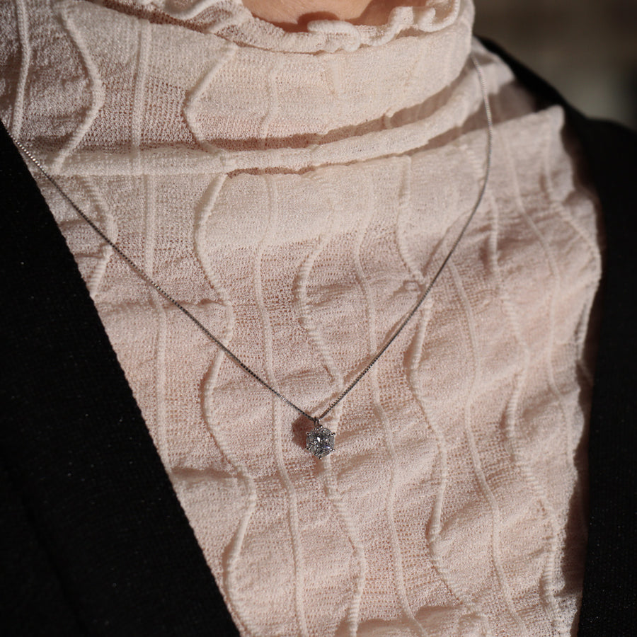 PT900 K18 ダイヤモンド 0.3ct 6本爪 シンプル ネックレス