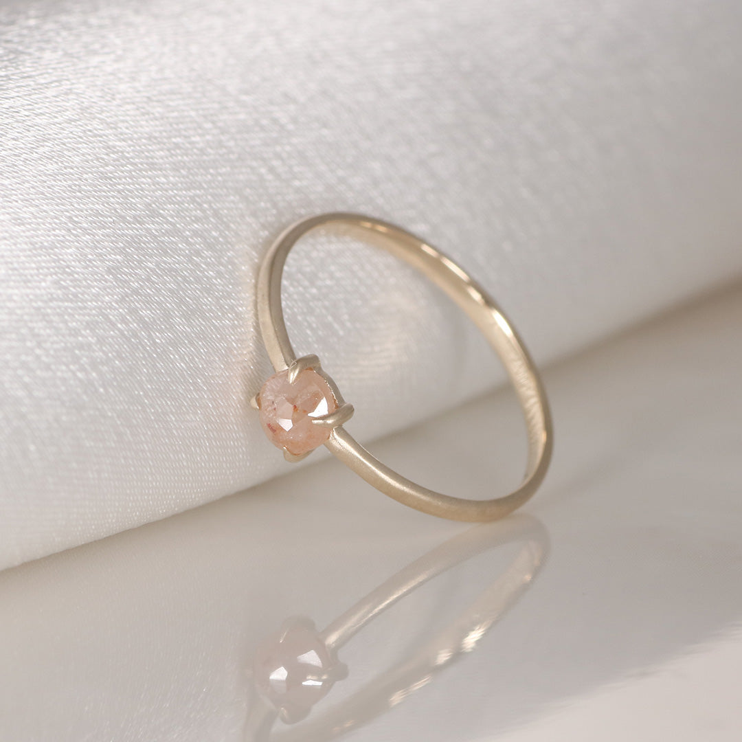 【1点物】K10 ナチュラルダイヤモンド ピンク リング