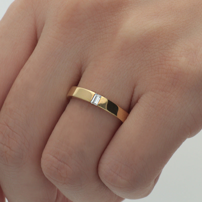 K18 ダイヤモンド バゲットカット ルシード3.0mm リング