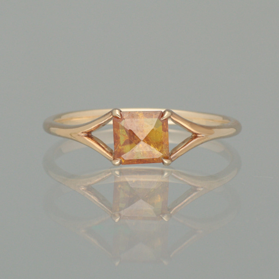 【1点物】K10 ナチュラルダイヤモンド アンバー リング