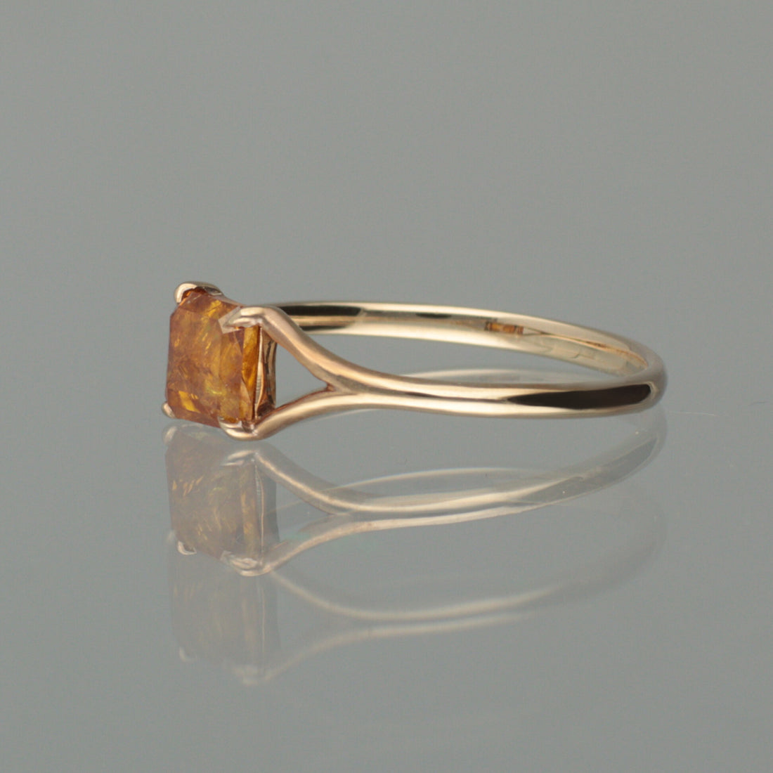 【1点物】K10 ナチュラルダイヤモンド アンバー リング
