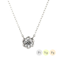 PT900 K18 ダイヤモンド 0.3ct フラワー ネックレス