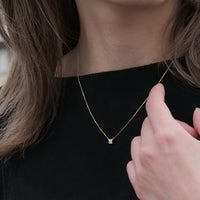 K10 ダイヤモンド 0.1ct プリンセスカット 覆輪 ネックレス