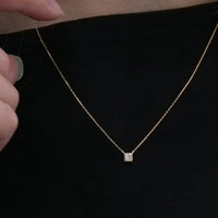 K10 ダイヤモンド 0.1ct プリンセスカット 覆輪 ネックレス
