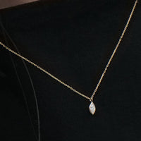 K10 ダイヤモンド 0.1ct マーキスカット 覆輪 ネックレス