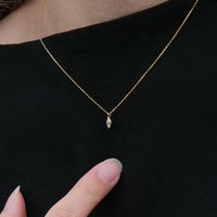 K10 ダイヤモンド 0.1ct マーキスカット 覆輪 ネックレス