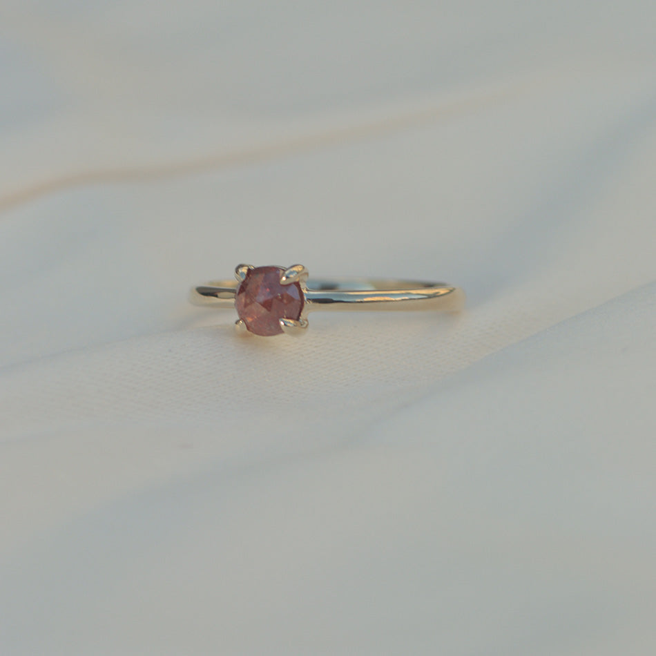 【1点物】K10 ナチュラルダイヤモンド レッド リング