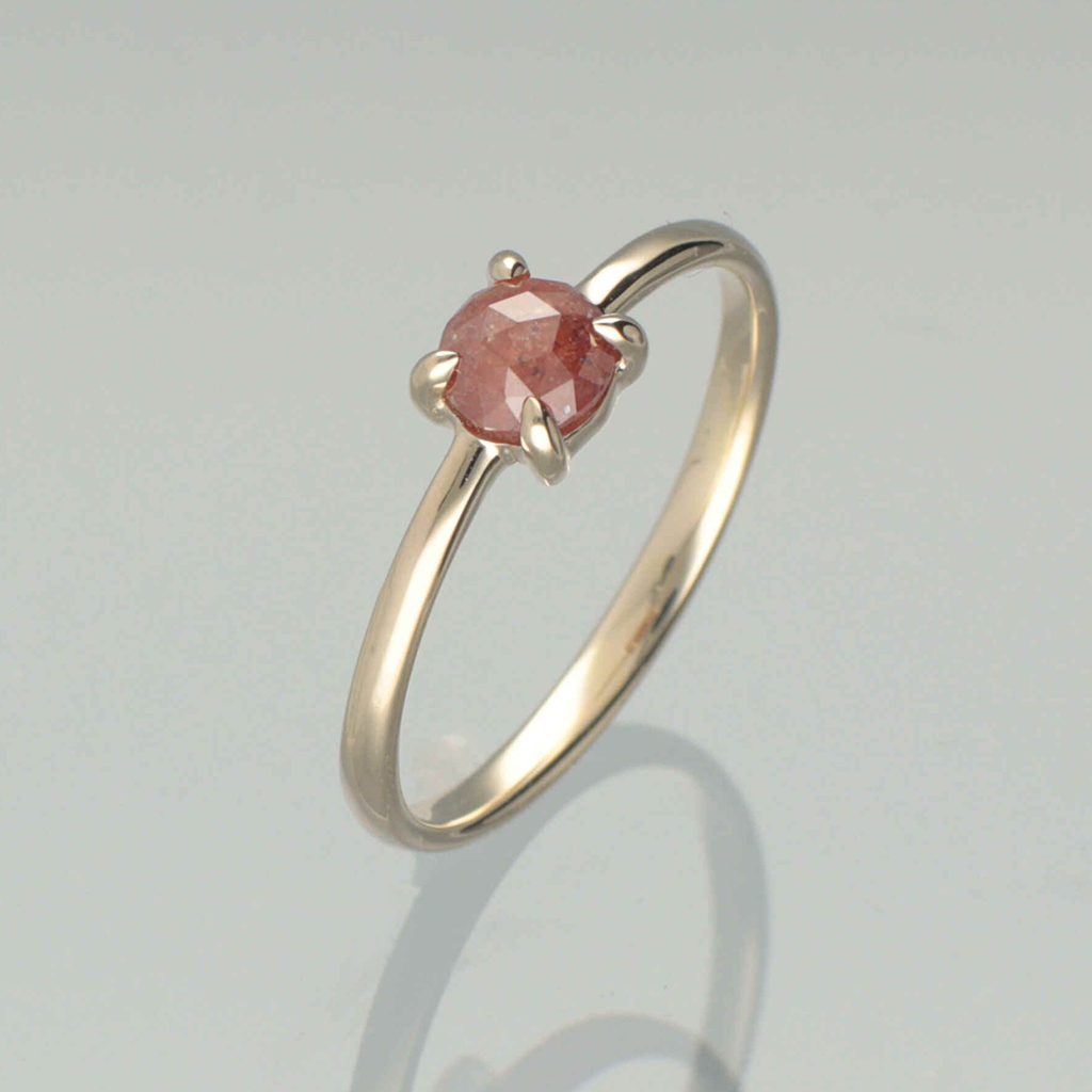 【1点物】K10 ナチュラルダイヤモンド レッド リング