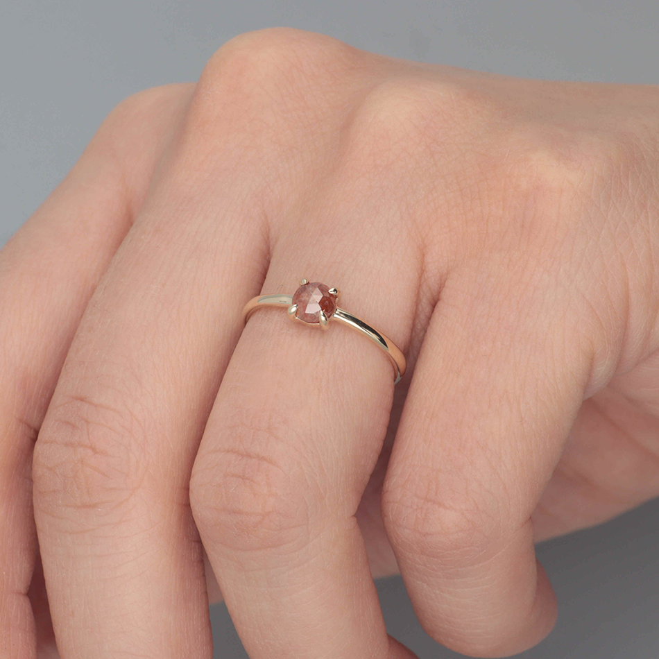 【1点物】K10 ナチュラルダイヤモンド レッド リング