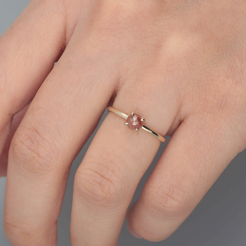 【1点物】K10 ナチュラルダイヤモンド レッド リング