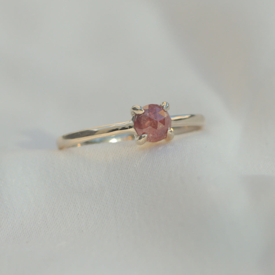 【1点物】K10 ナチュラルダイヤモンド レッド リング