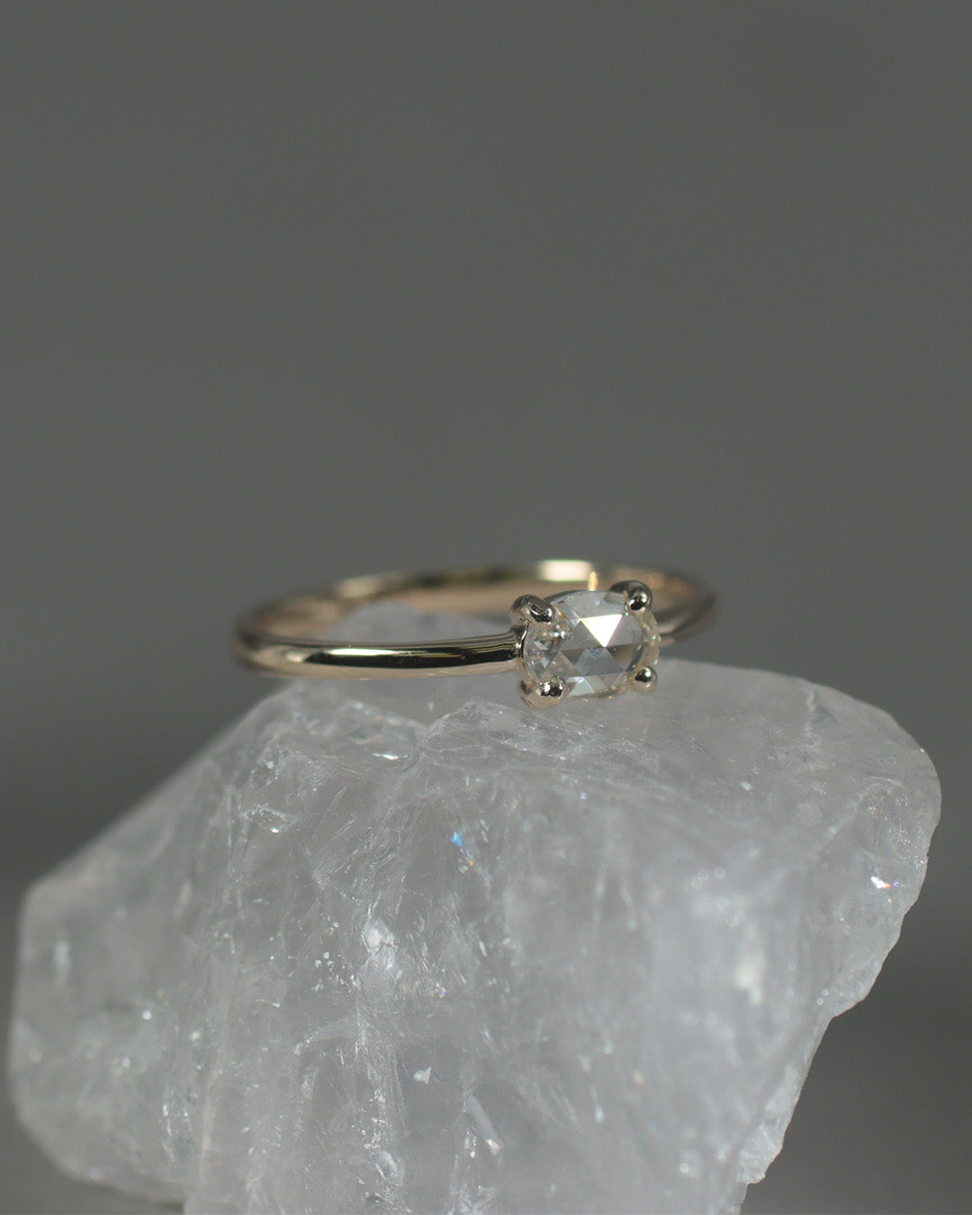 【1点物】K10 ナチュラルダイヤモンド オーバル ローズカット リング