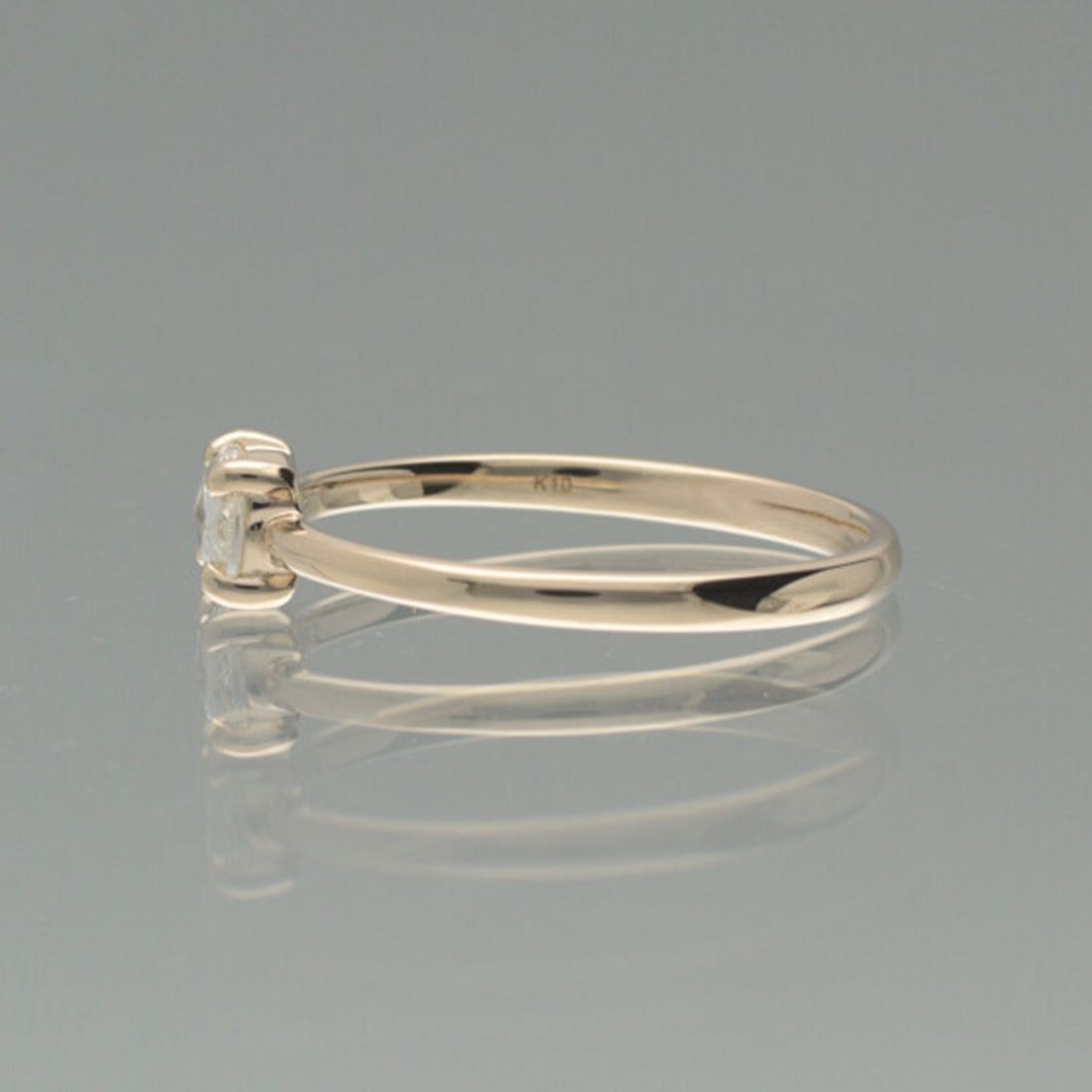 【1点物】K10 ナチュラルダイヤモンド オーバル ローズカット リング