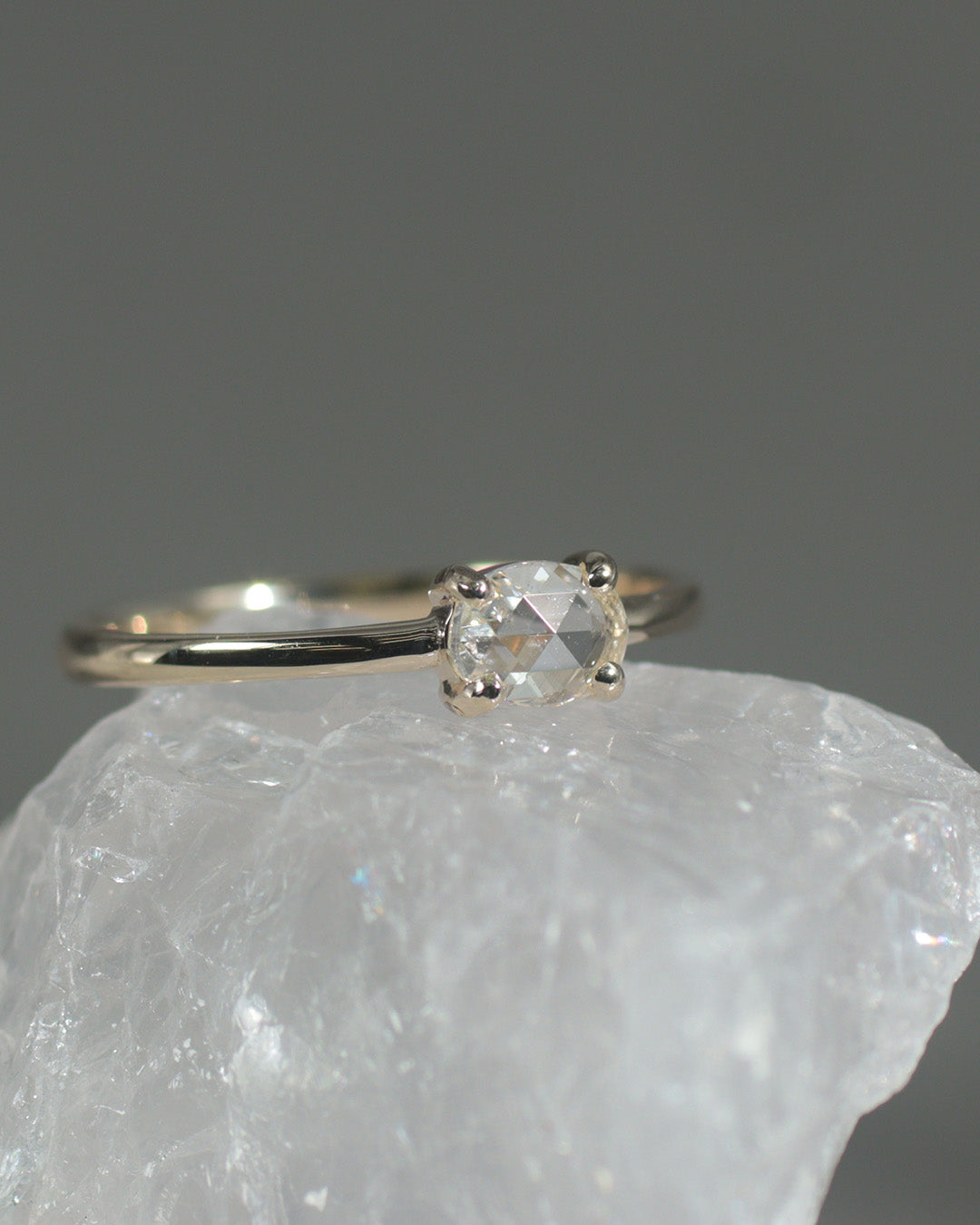 【1点物】K10 ナチュラルダイヤモンド オーバル ローズカット リング