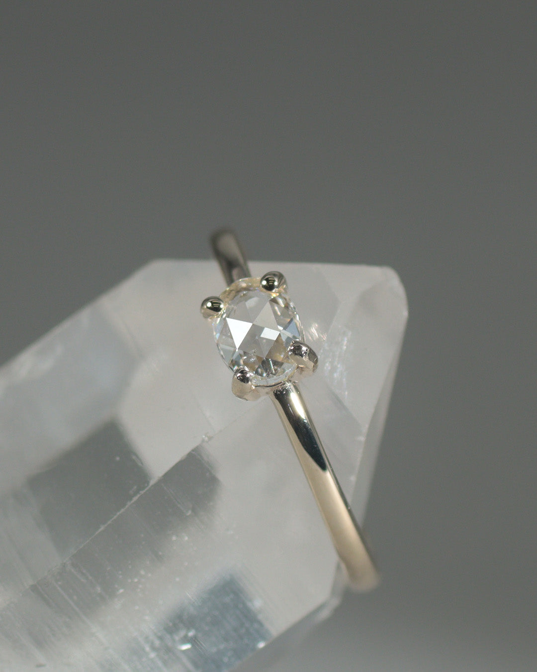 【1点物】K10 ナチュラルダイヤモンド オーバル ローズカット リング