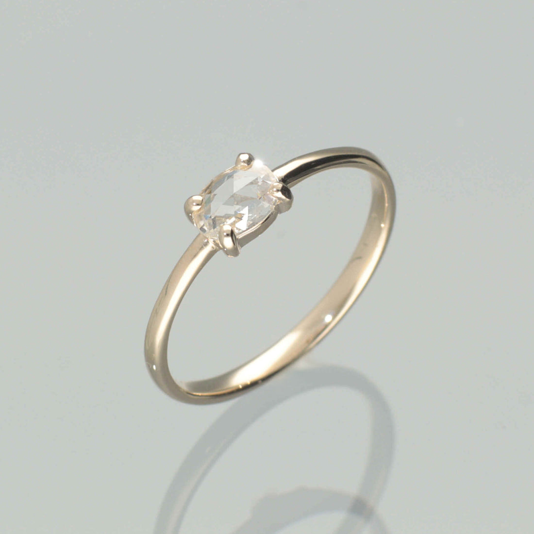 【1点物】K10 ナチュラルダイヤモンド オーバル ローズカット リング