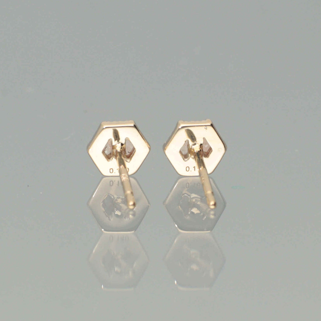 【1点物】K10 ナチュラルダイヤモンド ピンク ヘキサゴンカット ミル ピアス