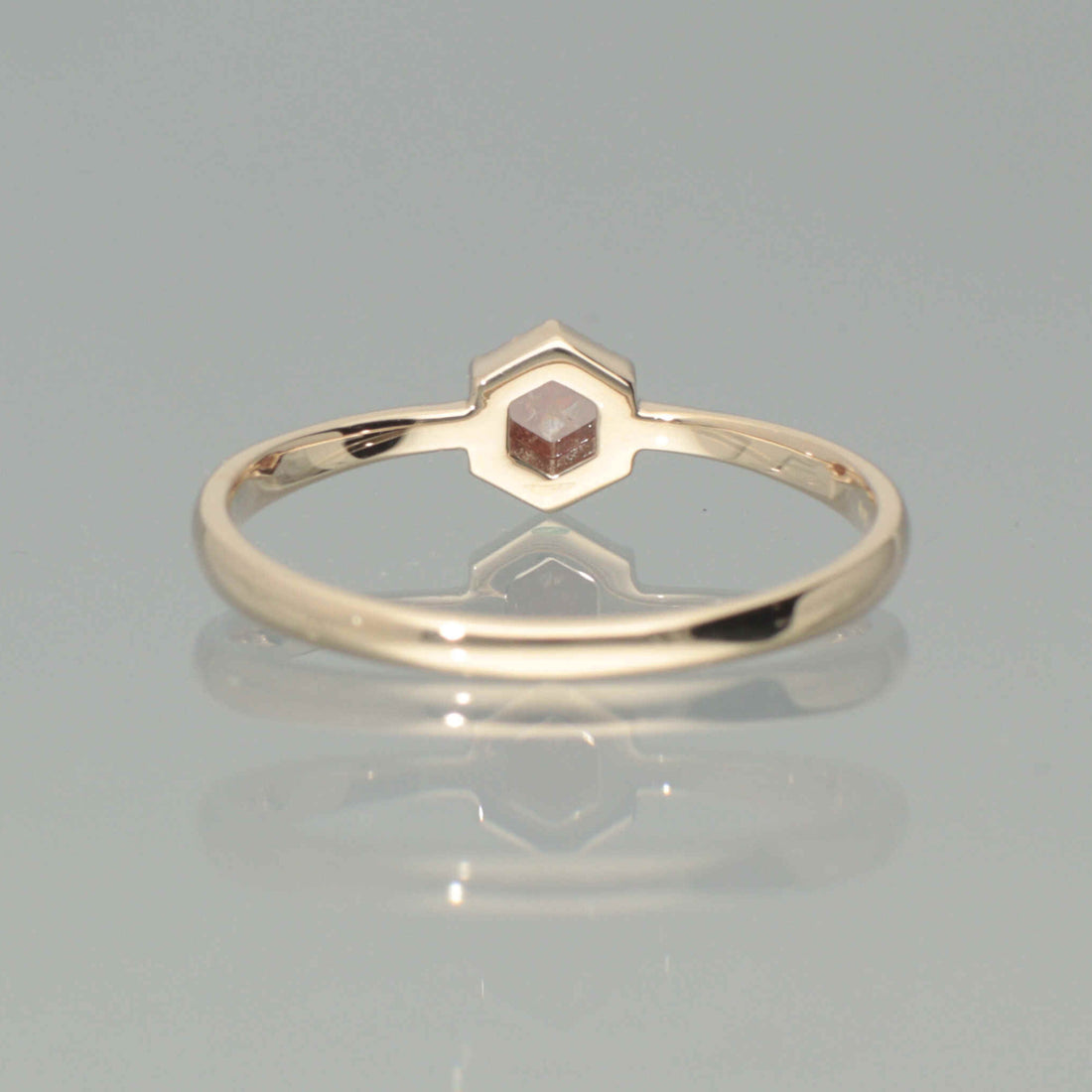 【1点物】K10 ナチュラルダイヤモンド レッド ヘキサゴンカット ミル リング