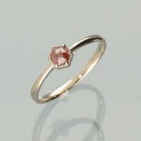 【1点物】K10 ナチュラルダイヤモンド レッド ヘキサゴンカット ミル リング