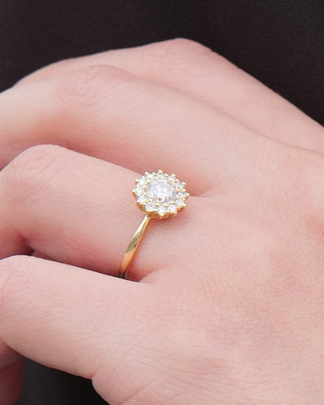 【1点物】K18 ダイヤモンド0.48ct ヘイロー リング