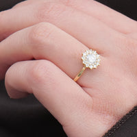 【1点物】K18 ダイヤモンド0.48ct ヘイロー リング
