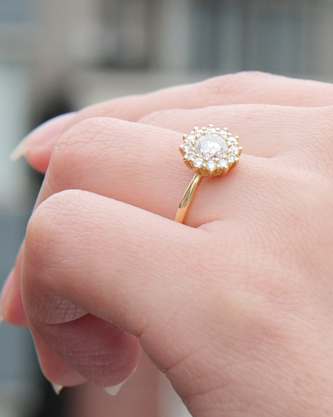 【1点物】K18 ダイヤモンド0.48ct ヘイロー リング