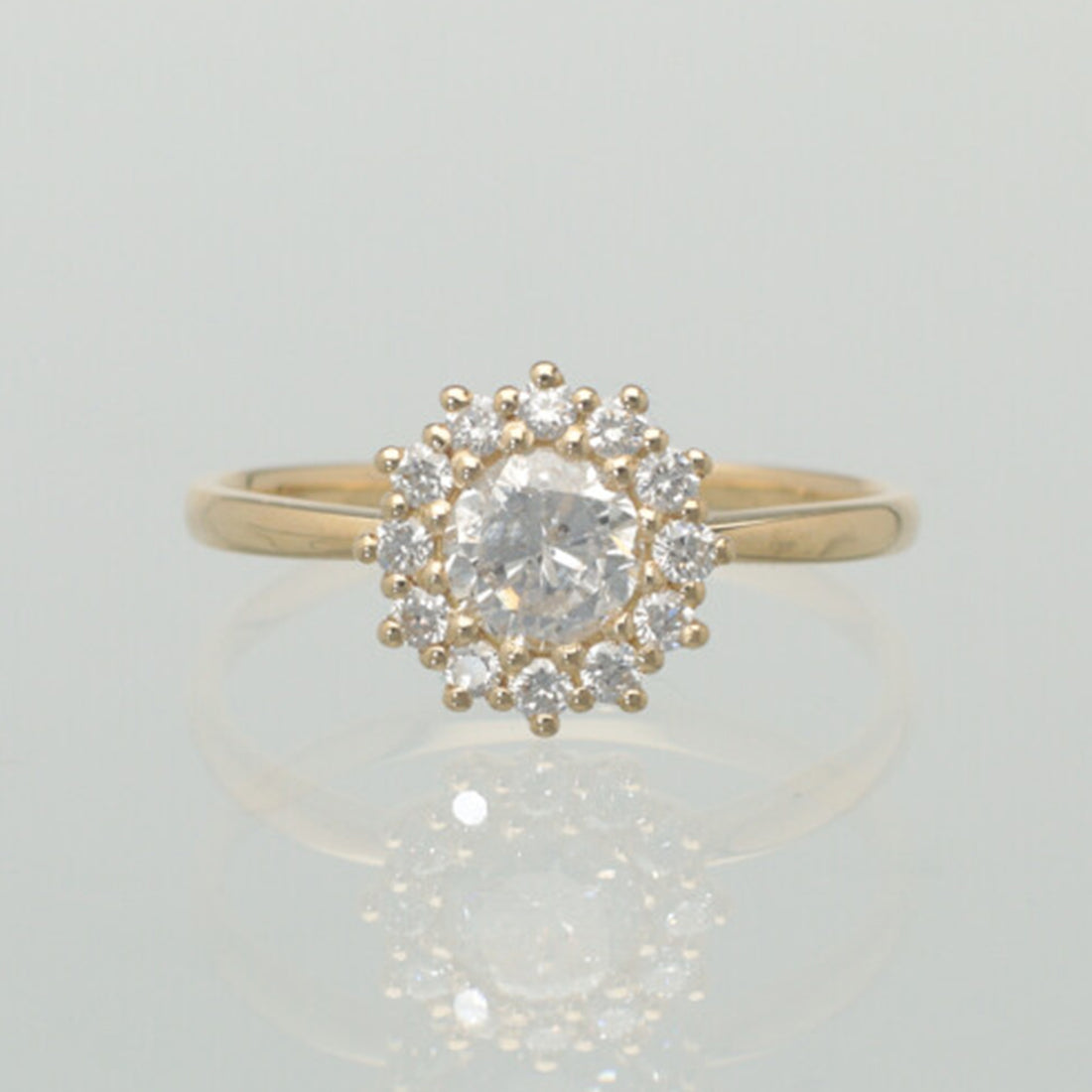 【1点物】K18 ダイヤモンド0.48ct ヘイロー リング