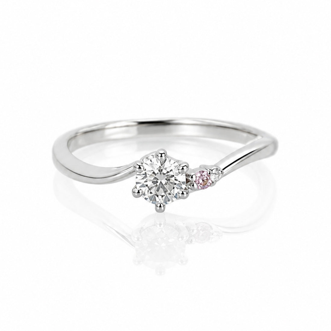 【1点物】PT900 ダイヤモンド0.35ct サイドピンクダイヤモンド リング