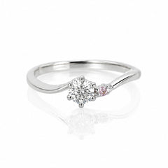 【1点物】PT900 ダイヤモンド0.35ct サイドピンクダイヤモンド リング