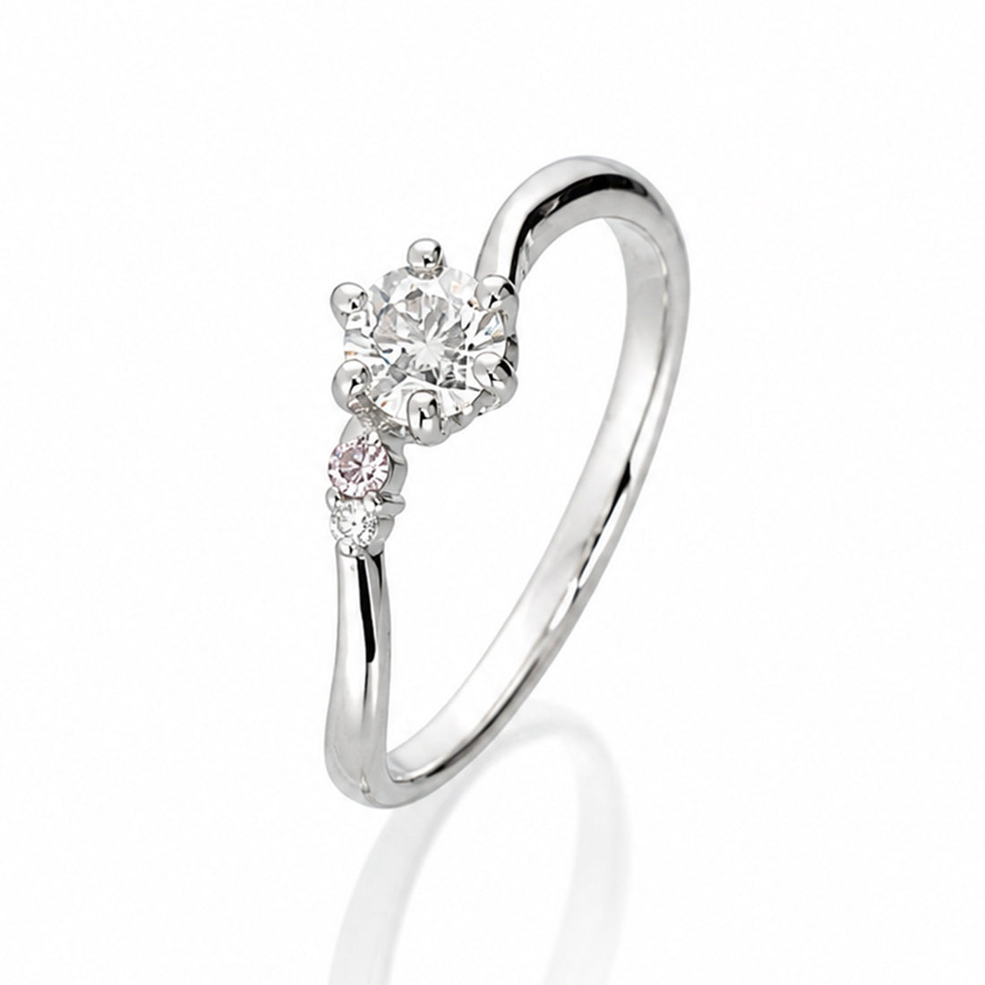 【1点物】PT900 ダイヤモンド0.35ct サイドピンクダイヤモンド リング