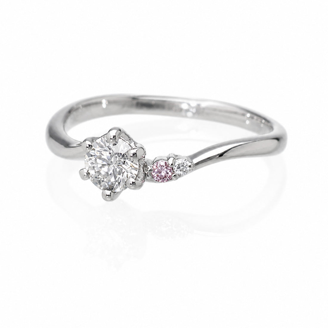 【1点物】PT900 ダイヤモンド0.35ct サイドピンクダイヤモンド リング