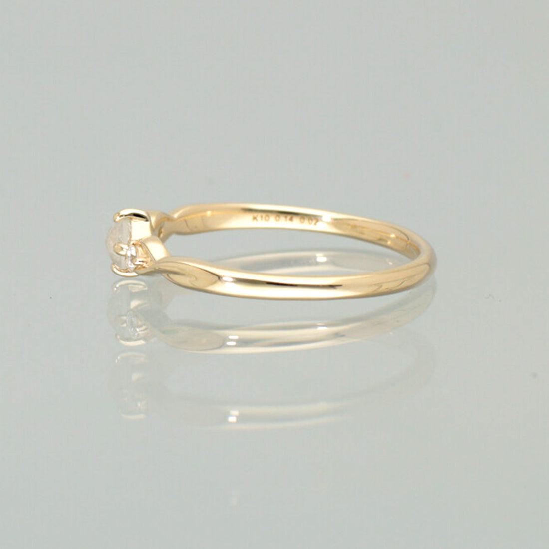 【1点物】K10 ナチュラルダイヤモンド0.1ct ローズカット サイドメレ リング