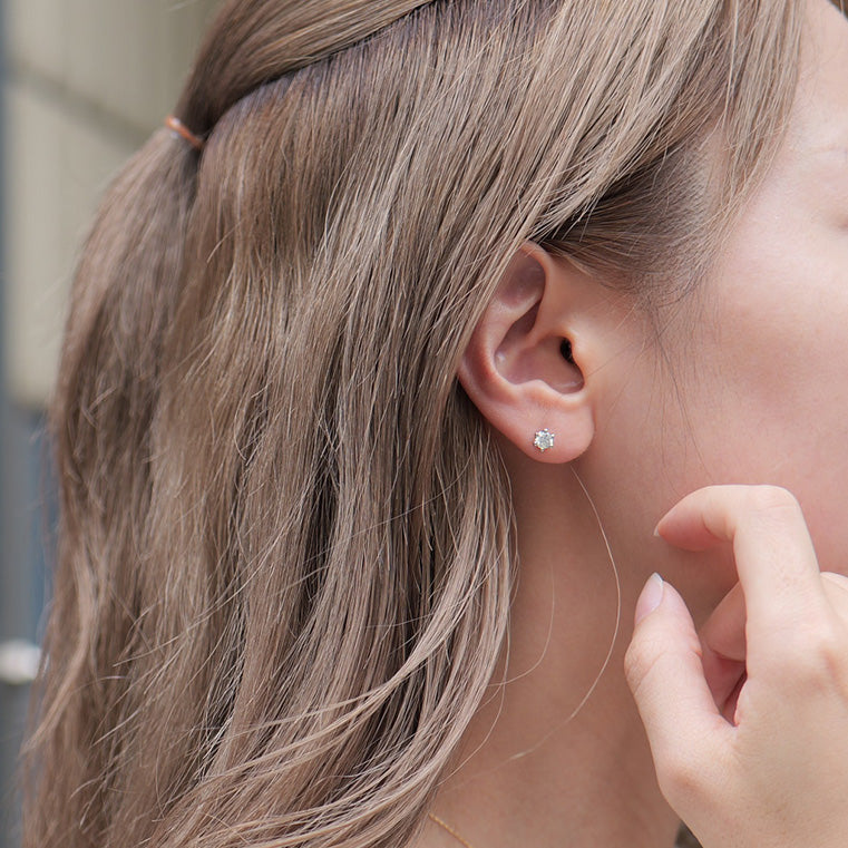 PT900 計0.4ct ダイヤモンド 6本爪 ピアス