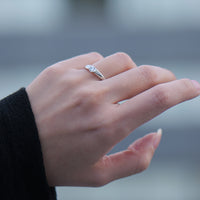 プラチナ K18 ダイヤモンド 0.3ct 伏せ込みデザイン リング