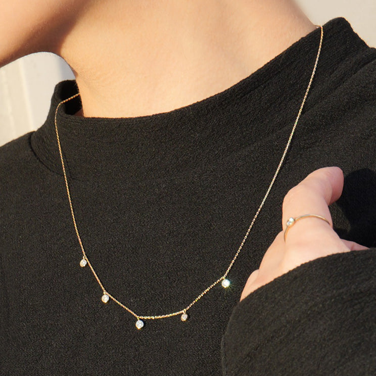 K18 ダイヤモンド 5pc 覆輪 ネックレス