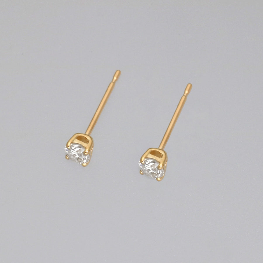 K18 計0.2ct ダイヤモンド 4本爪 ピアス