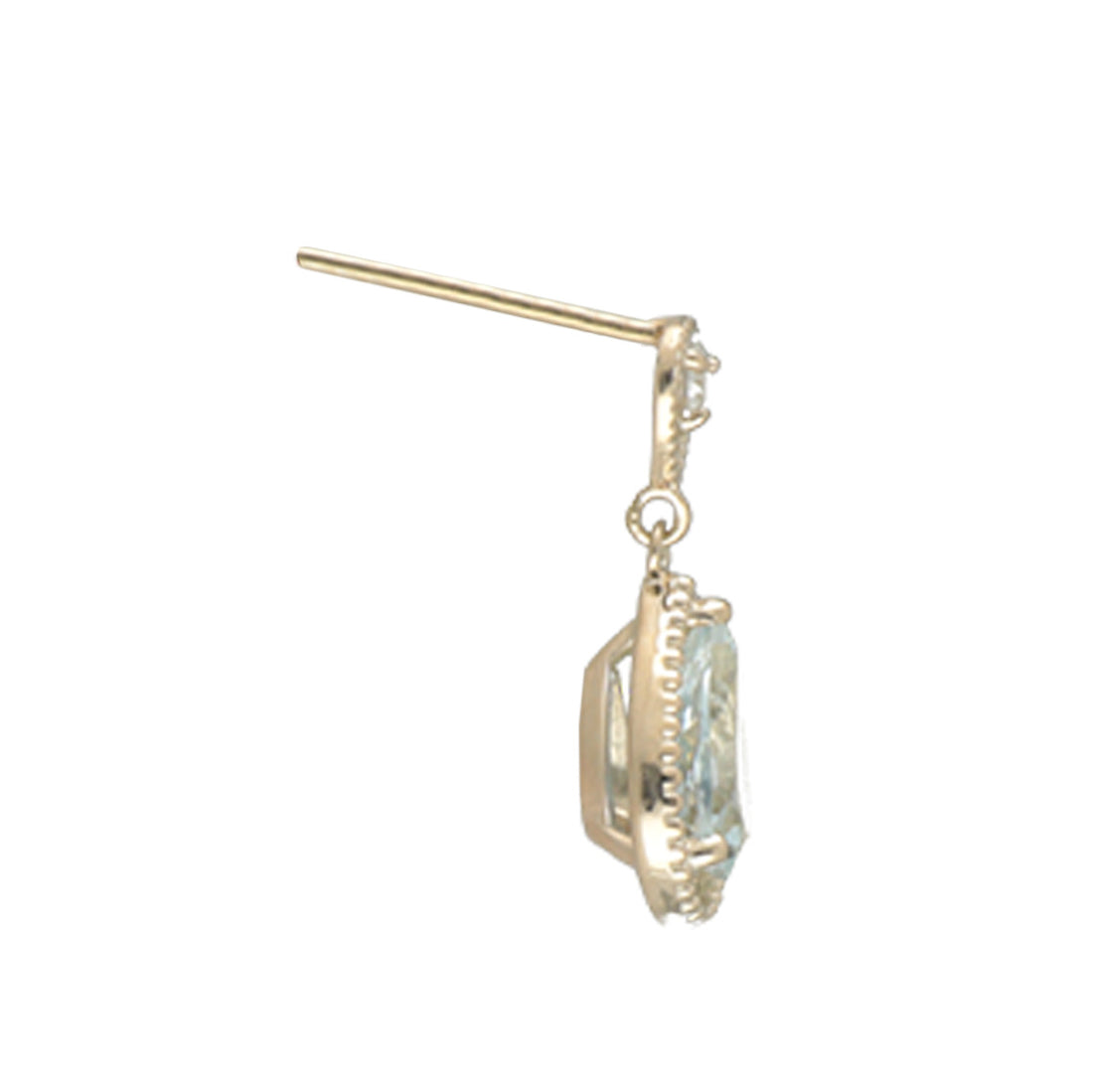 K10 アクアマリン ペアシェイプ ダイヤモンド ミル ピアス