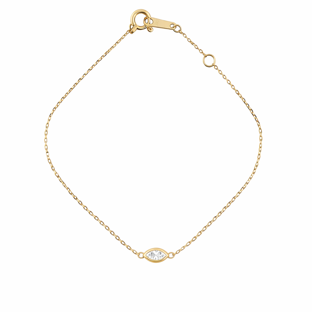 K10 ダイヤモンド 0.1ct 覆輪 マーキスカット ブレスレット