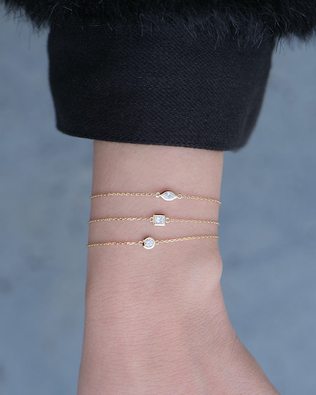 K10 ダイヤモンド 0.1ct 覆輪 マーキスカット ブレスレット