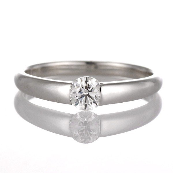 プラチナ K18 ダイヤモンド 0.3ct 伏せ込みデザイン リング