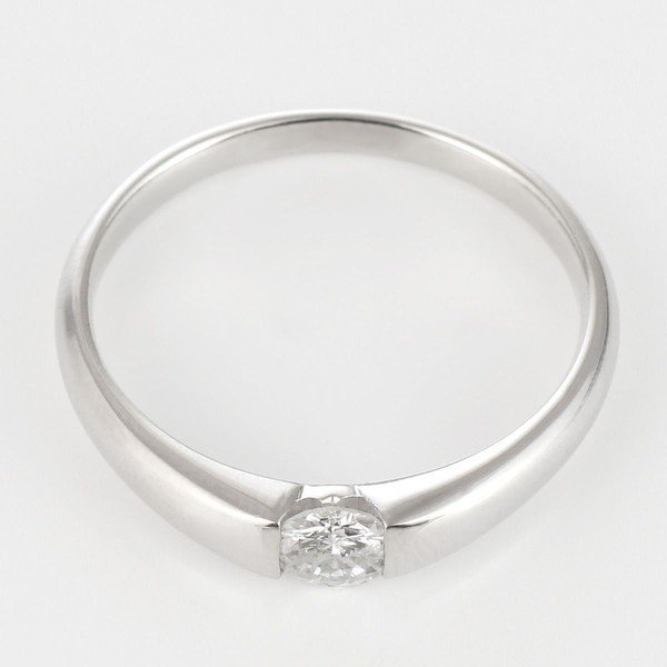プラチナ K18 ダイヤモンド 0.3ct 伏せ込みデザイン リング