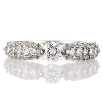 PT900 ダイヤモンド 0.3ct パヴェデザイン リング 鑑別書付