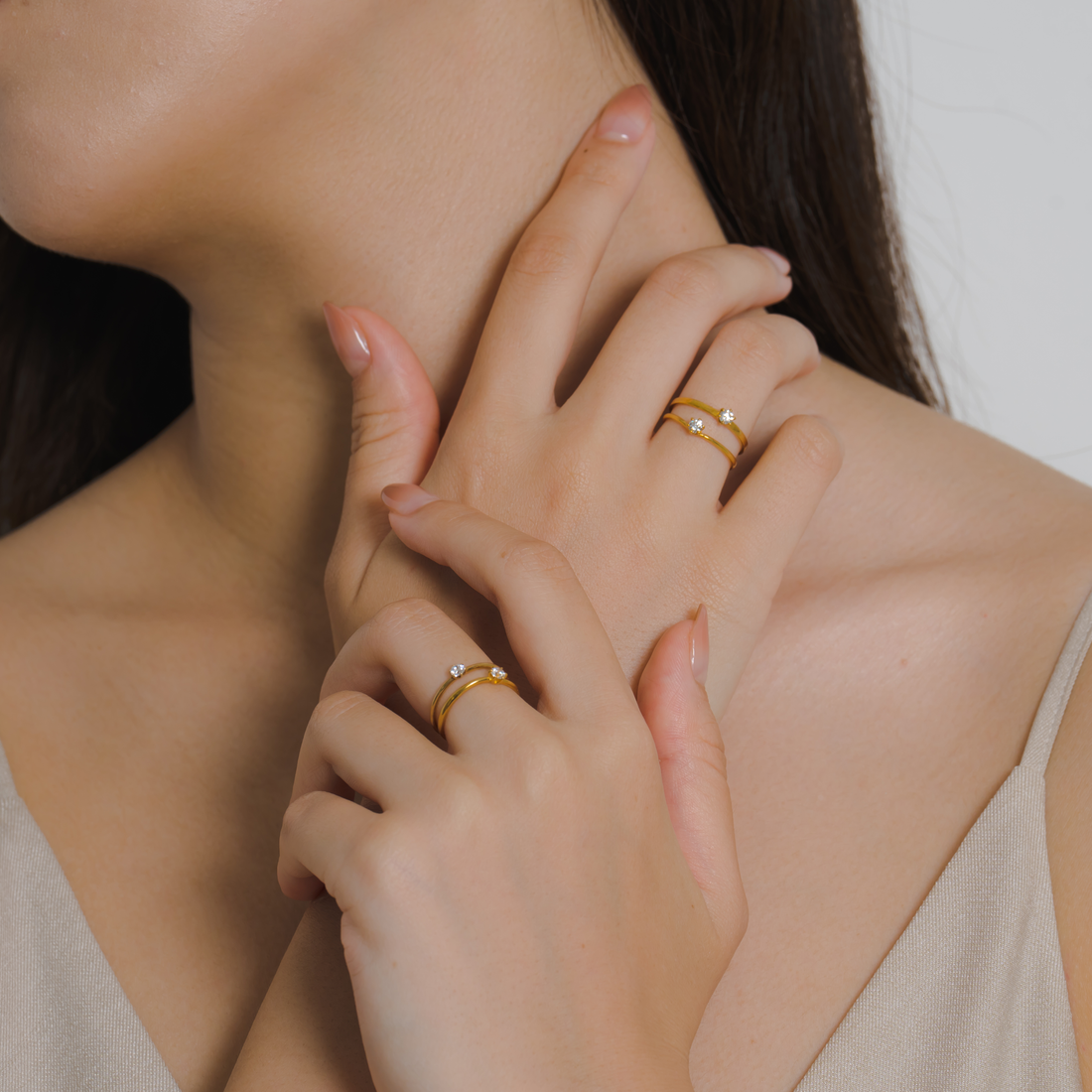 Pt900 K18 ダイヤモンド 0.1ct V字 リング – anybelle